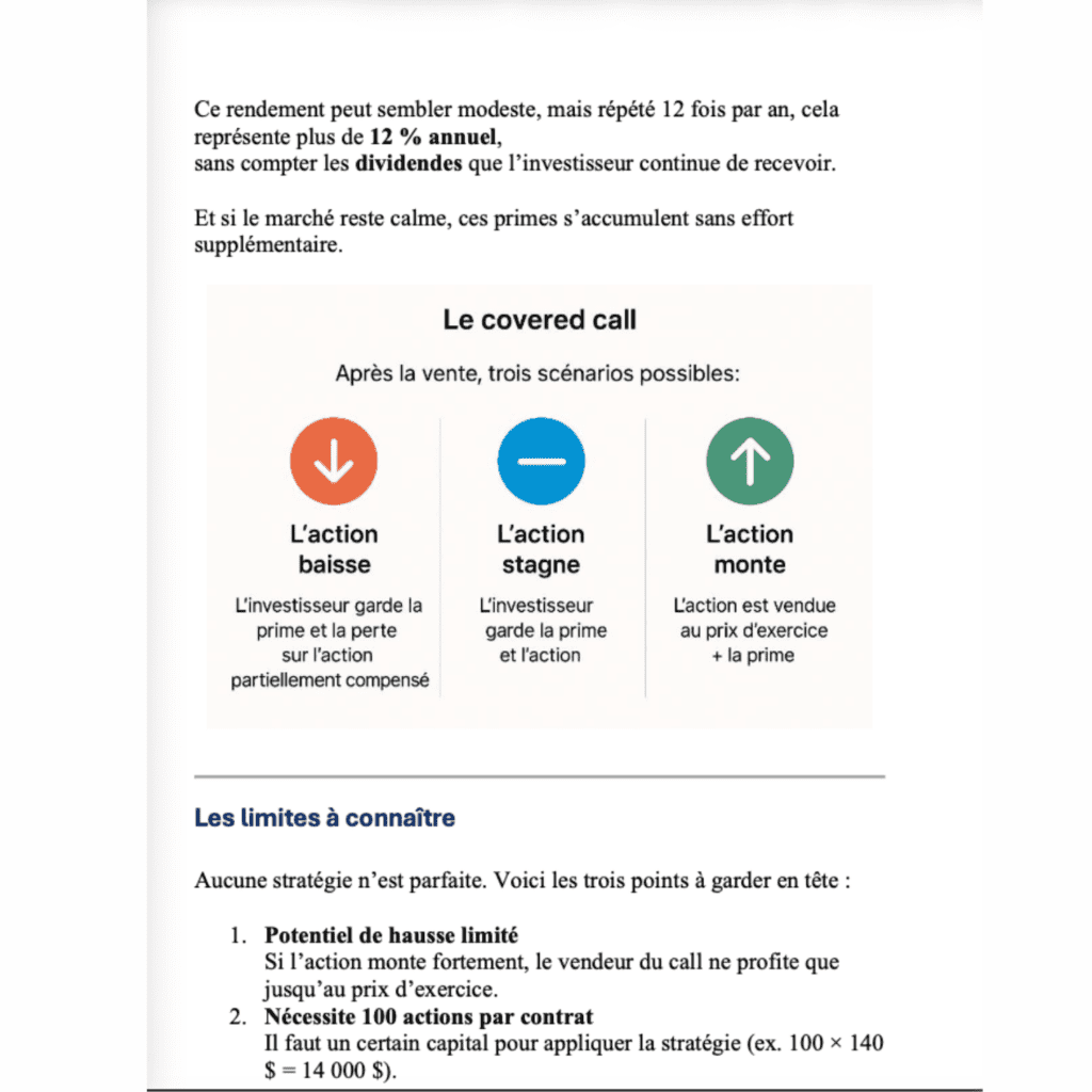 Aperçu du guide PDF sur le revenu passif avec les options